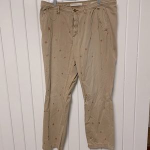 Anthropologie Khaki Pants with Design
